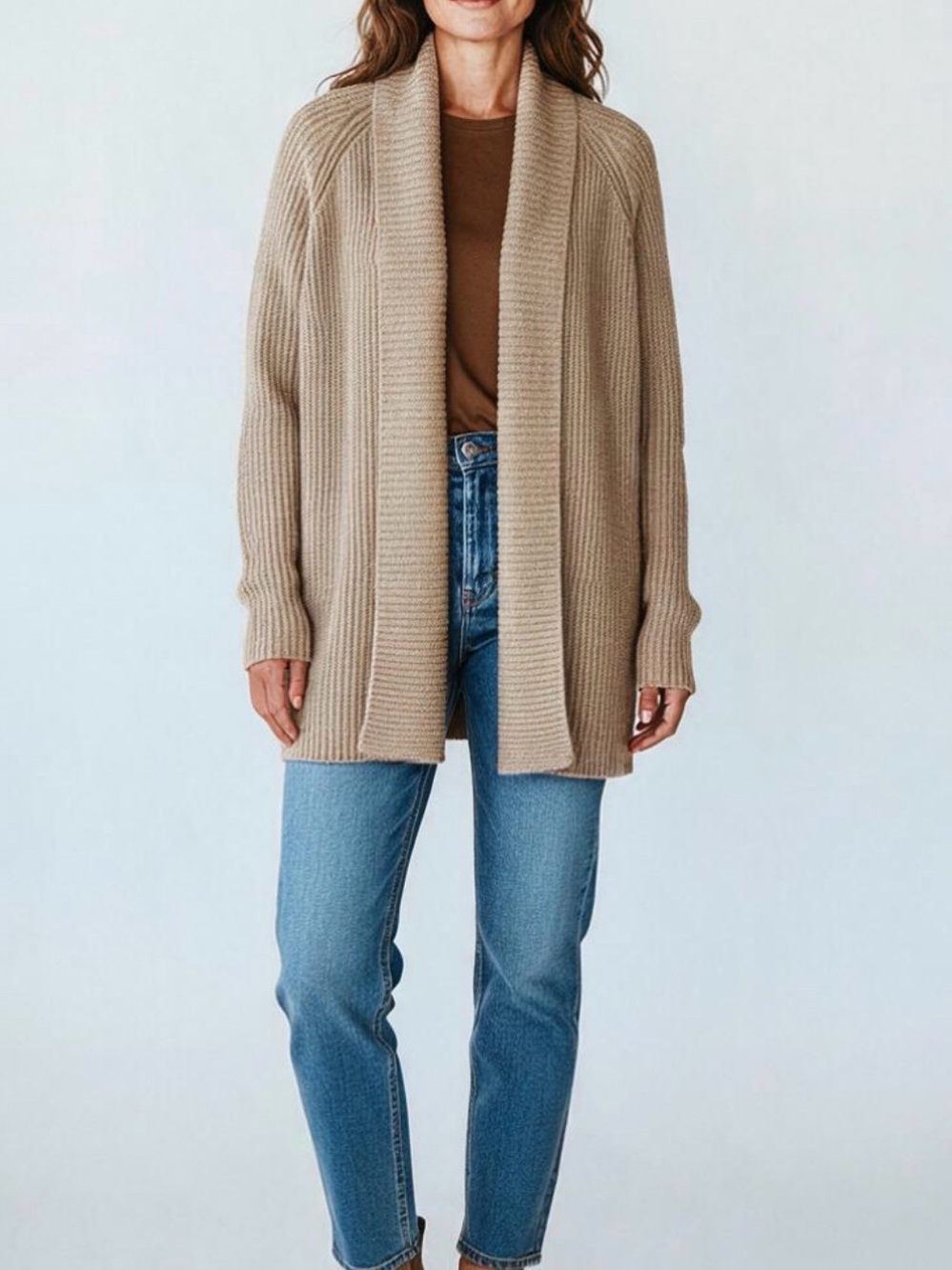 L.L. Bean Ribbed Open-Front Cardigan